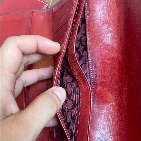 Coach Burgundy Leather Clutch - Picture 6 of 15